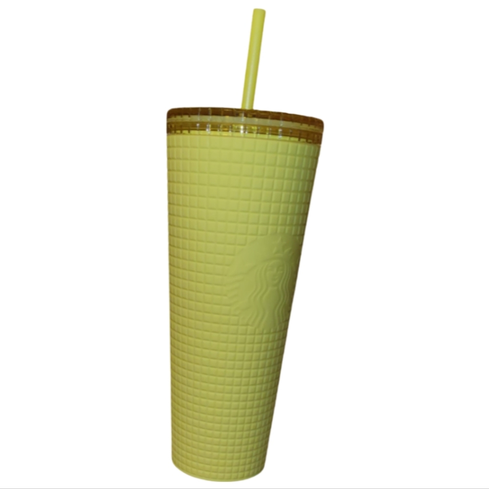 NWT 2023 Meadow Yellow grid soft touch Starbucks Venti Tumbler